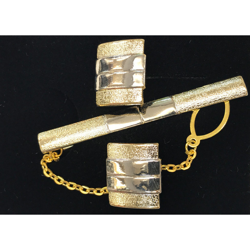 Ensemble bouton de manchette & pince à cravate