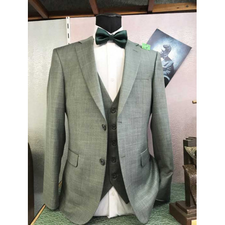 costume 3 pièces vert chiné