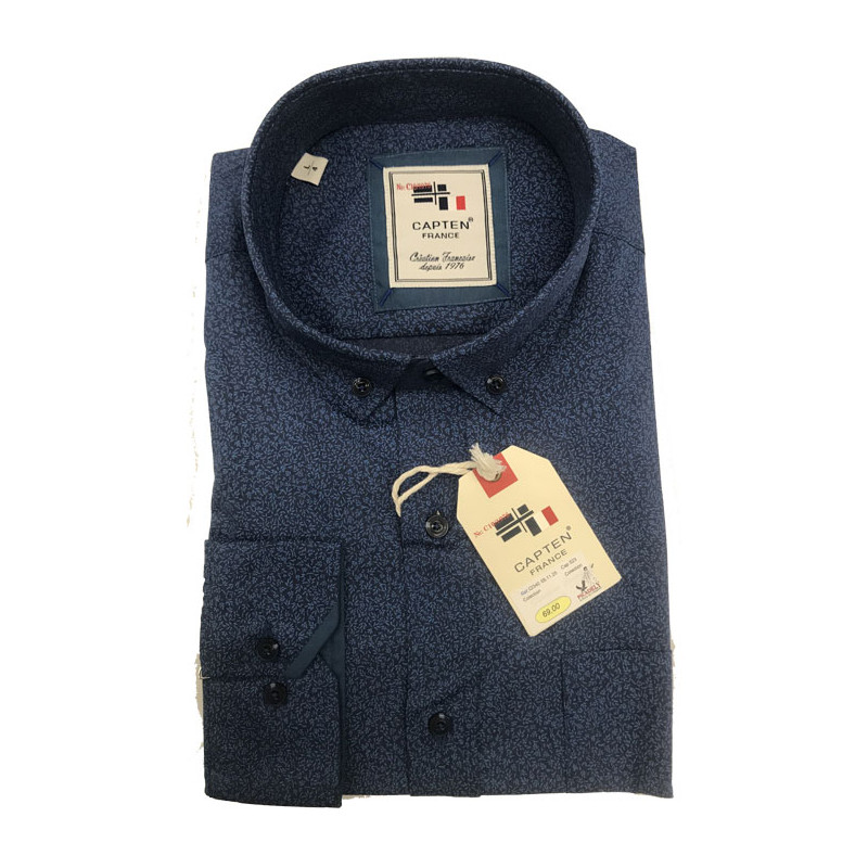 chemise ML fantaisie bleu marine